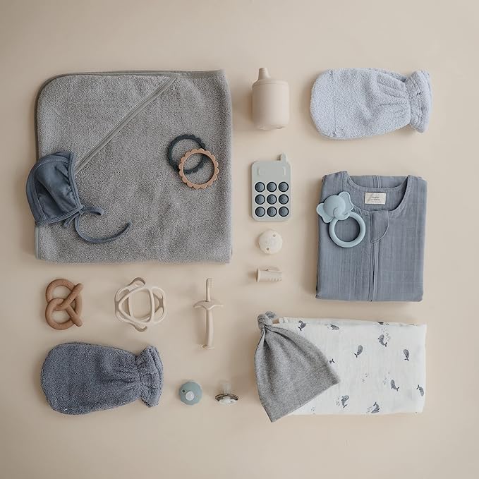 mushie Muslin Baby Swaddle Blanket | 100% Organic Cotton (Whales)