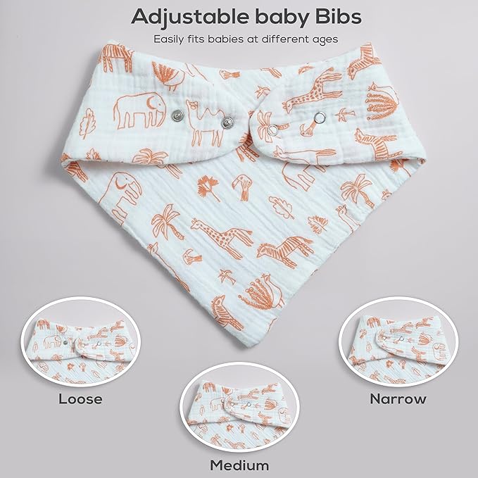 Muslin Baby bibs for drooling and teething, 100% cotton, Bibs for baby girl, Muslin bibs for boys (8 Pack)