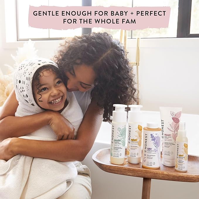 The Honest Company 2-in-1 Cleansing Shampoo and Body Wash and Face and Body Lotion Bundle Gentle for Baby Naturally Derived Sweet Almond Nourish 18.5 fl oz
