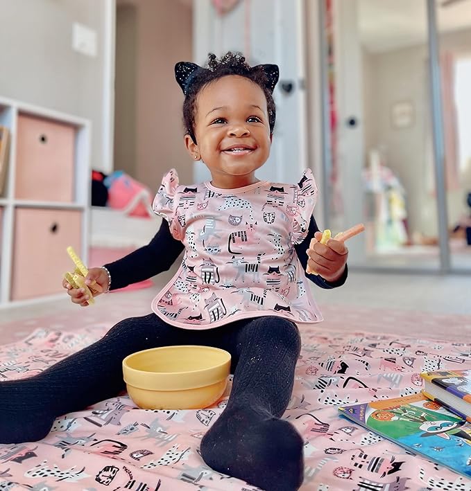 BapronBaby Kitty Bapron - No Neck Tie Safer Bib for Baby & Toddler - Soft Waterproof Stain Resistant - Machine Washable - Sz Baby/Toddler 6m-3T