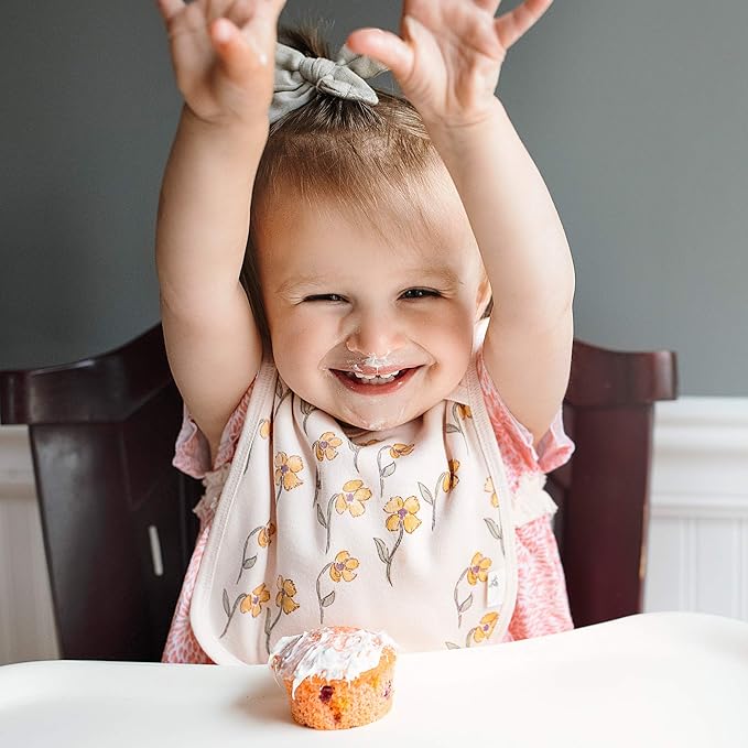 Burt's Bees Baby unisex baby Bibs, Lap-shoulder Drool Cloths, 100% Organic Cotton With Absorbent Terry Towel Backing Bibs, Tossed Succulents, 5-Pack US