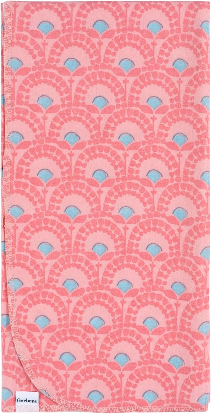 Gerber Unisex Baby 100% Cotton Flannel Receiving Blankets 30x30 Inches (Pack of 4), Animal Geo Girl, One Size