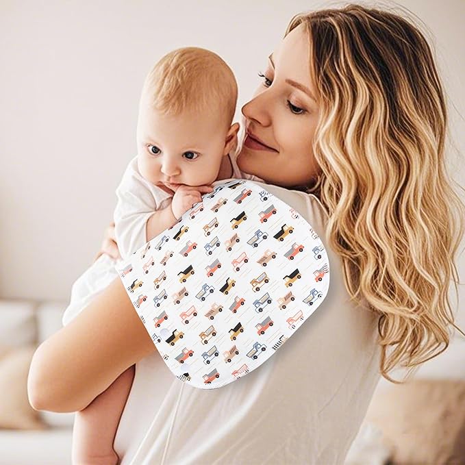 2-in-1 Burp Cloths and Baby Bibs - 6 Pack Large Super Absorbent Soft Cotton Burping Cloths for Spit Up, 3 Layers Thick Baby Burp Rags for Girls & Boys