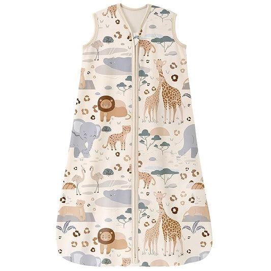 Baby Sleep Sack 0-6 Months 100% Cotton Lightweight 0.5 TOG Wearable Blanket Baby Sleep Bag with 2-Way Zipper for Newborn Infant Apricot Elephant