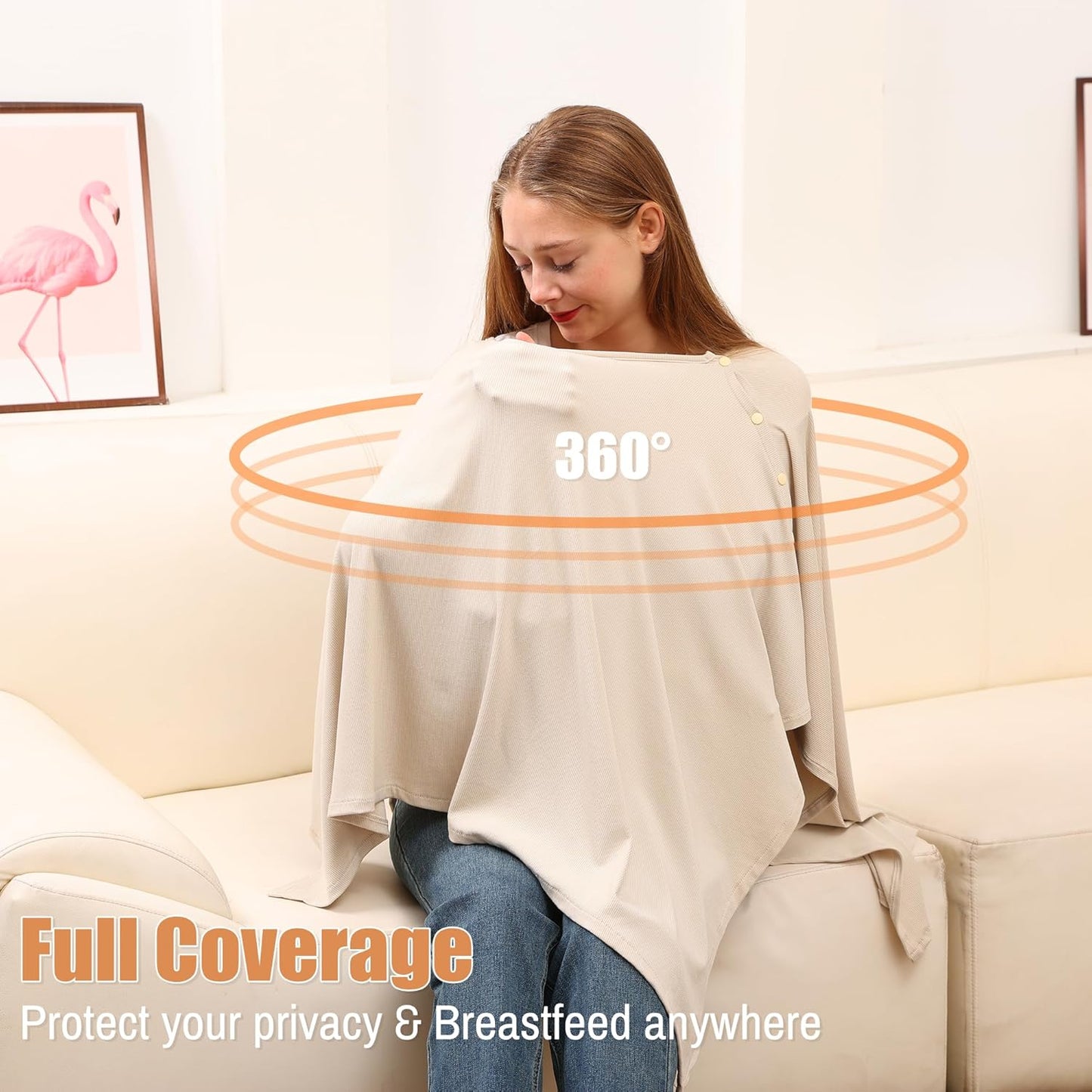 Nursing Cover for Breastfeeding- Viscose from Bamboo Ribbed Covers for Baby Breast Feeding, Full Coverage Privacy, Soft & Breathable Nursing Covers, Multi-Use Shawl Car Seat Cover
