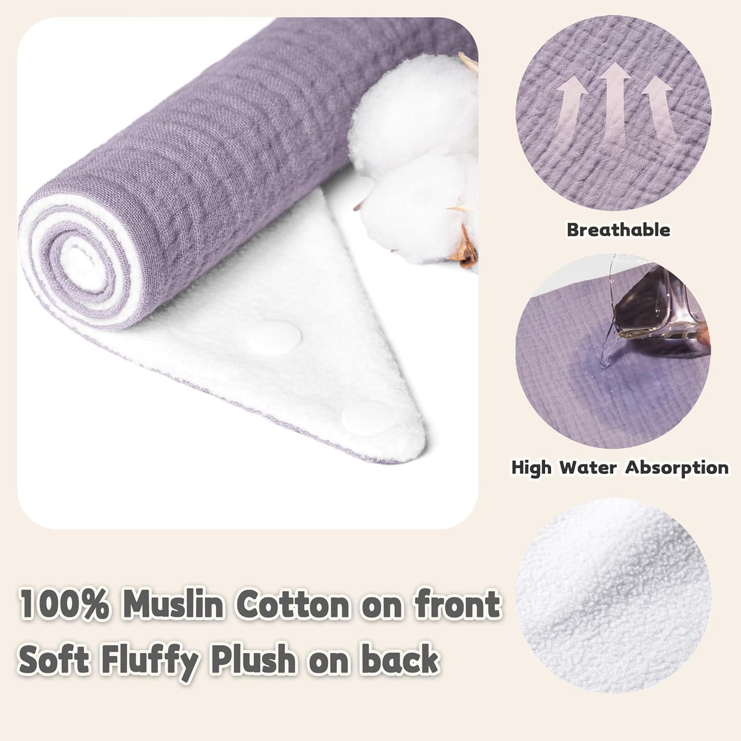 Susurration Muslin Baby Bibs 10Pack Baby Bandana Drool Bibs Soft Adjustable Newborn Bibs for Unisex Baby Girls & Boys (Rosabrun)