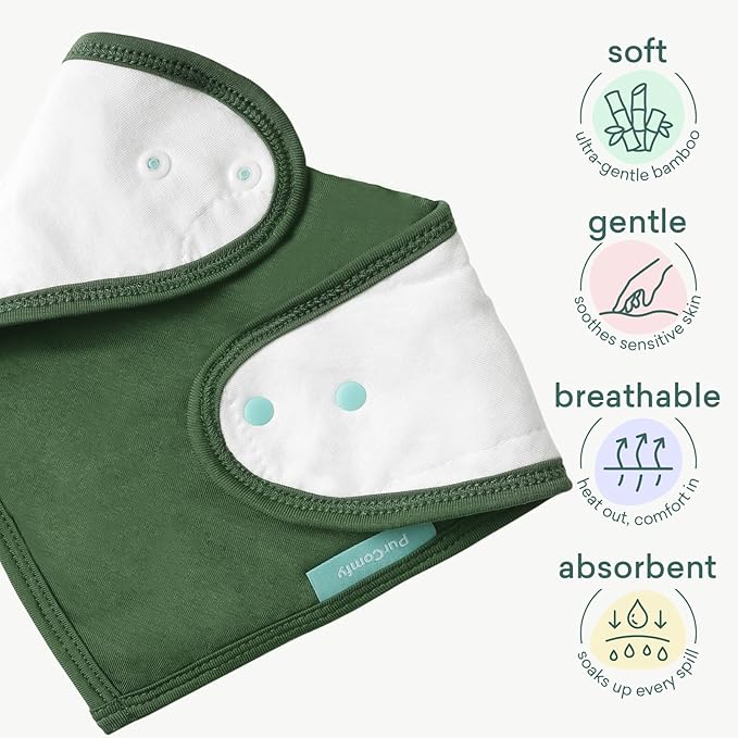 PurComfy SuperSoft Baby Bibs, Premium Bamboo Bandana Drool Bibs for Infant Boys & Girls, Adjustable Snap Bibs, 6-Pack