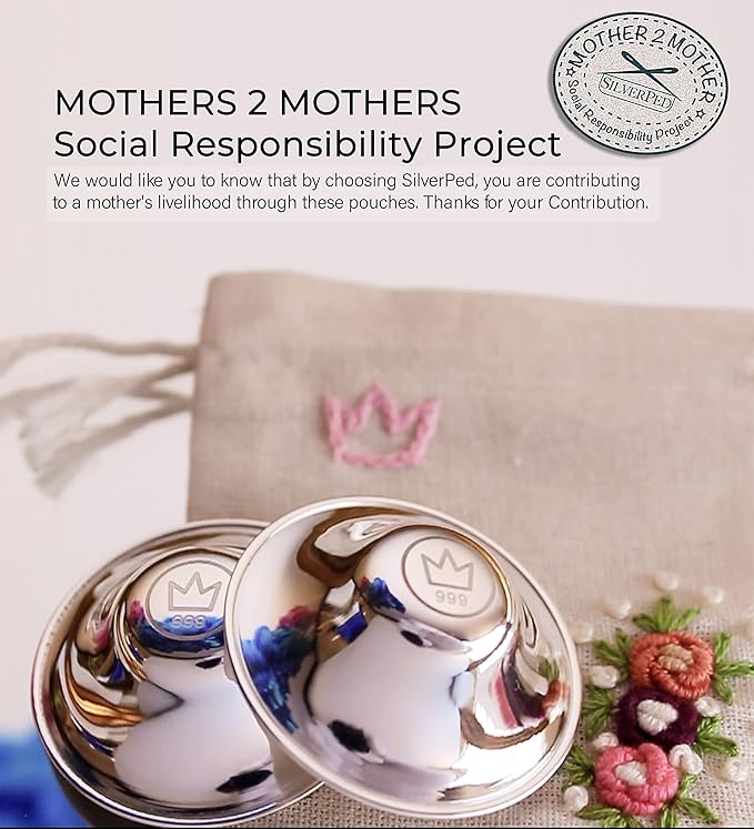 100% Silver Nipple Shield, Soothe and Protect Sore Nipples for Breastfeeding Newborn, Eco-Friendly Nickel-Free Silver Nipple Covers, Polished Surface, 2 Pieces (Standard)