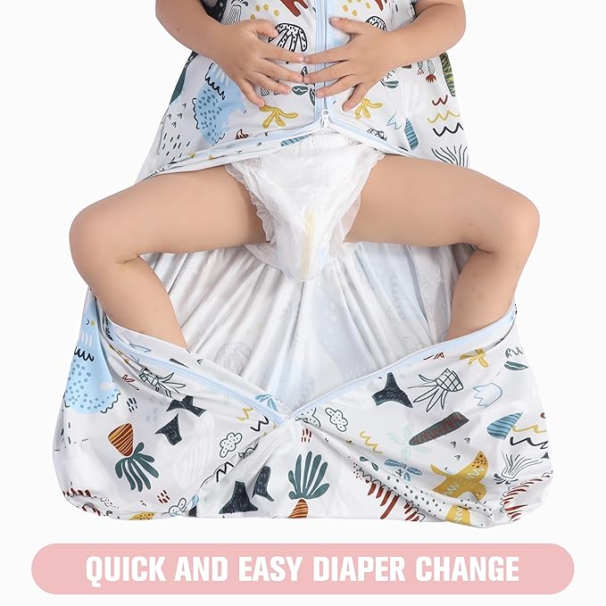 Baby Sleep Sack 0-6 Months 3 Pack Baby Wearable Blanket 100% Rayon Cotton 2-Way Zipper Toddler Sleeping Sack .Comfy Soft Lightweight TOG 0.3 (Elephant&Dinosaur&Hexagon,)