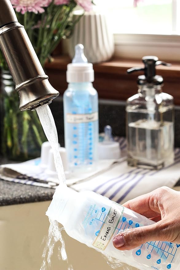 Bottle Labels, Write-On, Self-Laminating, Waterproof Kids Name Labels for Baby Bottles, Sippy Cup for Daycare School, Dishwasher Safe, Boy or Girl (Transportation, Set of 2)