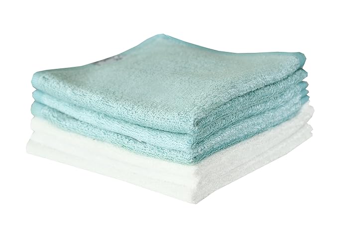 Copper Pearl 6 Ultra Soft Baby Bath Washcloths Premium Large Soft Sonny (Blue/White) 11" x 11" Towels