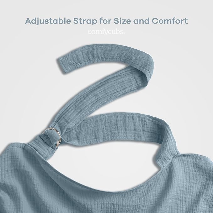 Comfy Cubs Muslin Nursing Cover, Pack of 1, 100% Muslin Breastfeeding Cover - Soft & Breathable Baby Nursing Scarf with Adjustable Neck Strap - Portable, Lightweight & Privacy Coverage - Pacific Blue