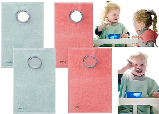 MATZ Terry Towel Slip On Baby Bibs | Full Coverage | Ultra Absorbent 100% Cotton | Pullover For Babies And Toddlers | Feeding Drooling And Teething | Unisex Baby Bib With Soft Ribbed Neck