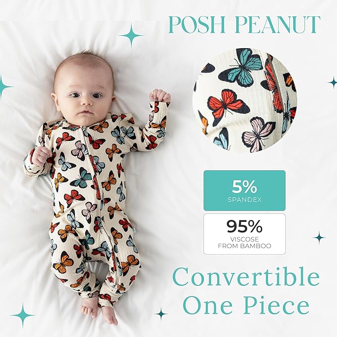 Posh Peanut Convertible Baby Sleepers - Girls Footless Baby Pajamas with 2 Way Zipper for Easy Diaper Changes