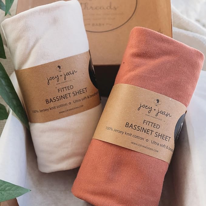 Bassinet Fitted Sheets for Halo Bassinest Swivel Sleeper Mattress – Snuggly Soft 100% Jersey Cotton – 2 Pack – Beige + Rusty Brown – 2 Pack