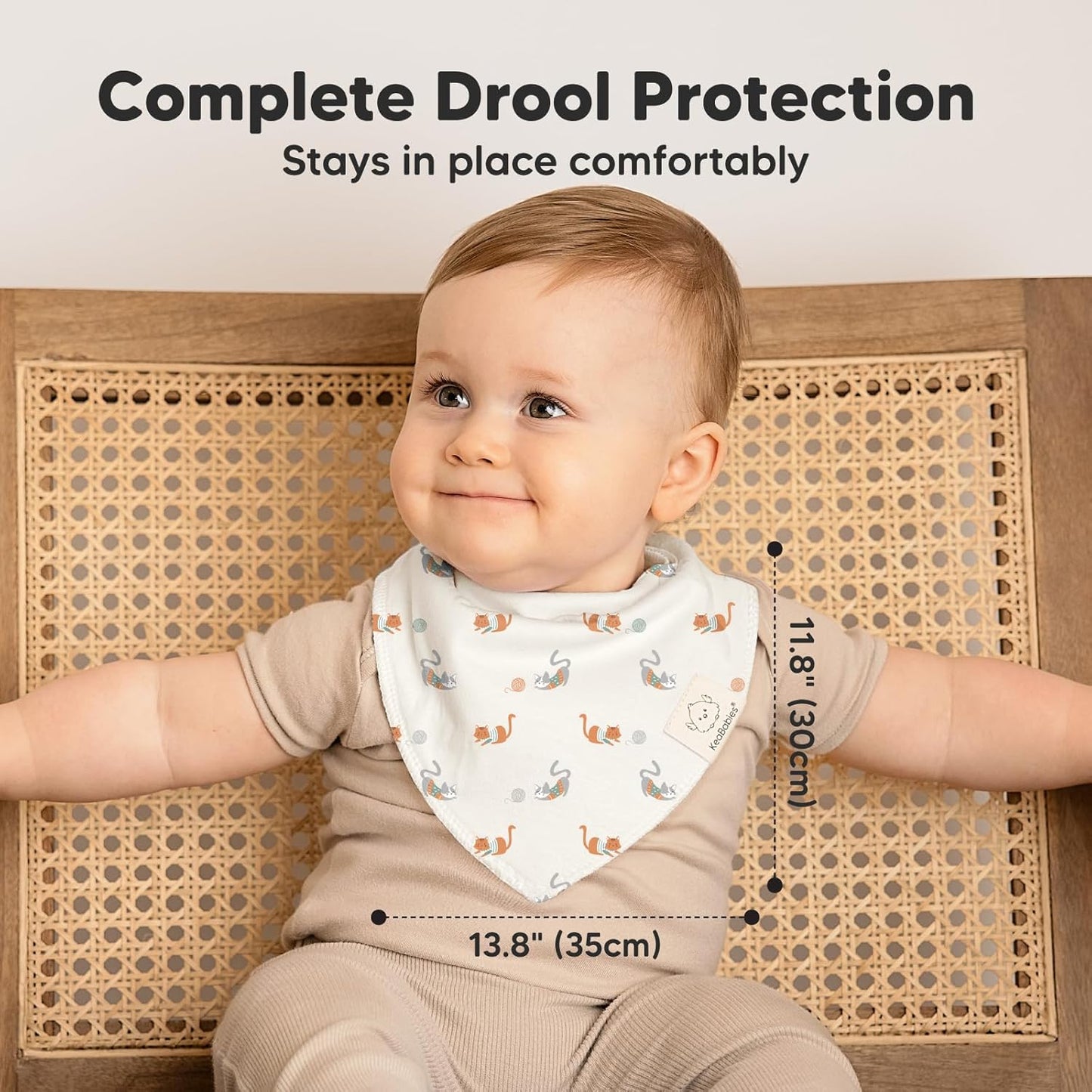 8-Pack Organic Baby Bandana Bibs for Boys, Girls - Super Absorbent Triangle Baby Bibs for Drooling and Teething Infant, Dog Bandanas, 100% Cotton Extra Soft, Newborn, Infant 0-36 Months (Pets & Paws)