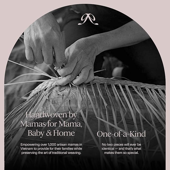 BEBE BASK Premium Baby Changing Basket - Artisan-Crafted Scalloped Rattan - Changing Basket for Baby Dresser - All Accessories Included - Complete Set for Nursery (Mocca)