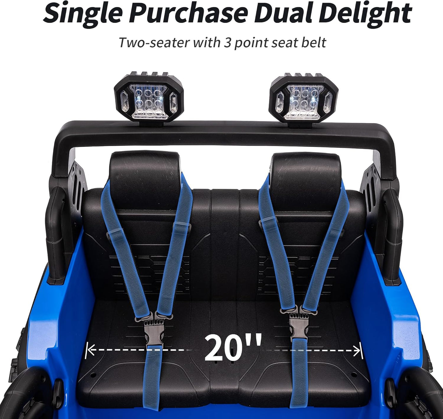 2 Seater Ride on Toy Car for Kids, 24V 4WD Ride-on Truck Kids Electric Car with Remote Control, 4x200W Motors - Blue