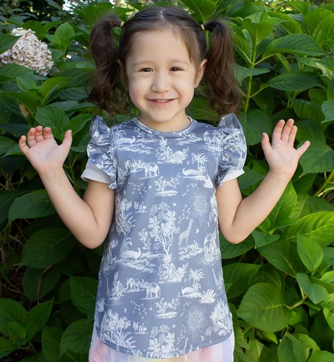 BapronBaby Flutter Savanna Blue Bapron - No Neck Tie Safer Bib for Baby & Toddler - Soft Waterproof Stain Resistant - Machine Washable - Sz Baby/Toddler 6m-3T