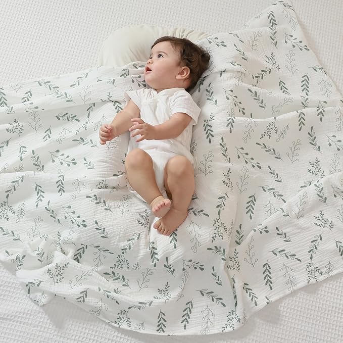 JELLYMONI Muslin Swaddle Blankets for Unisex, 2 Pack Newborn Receiving Blanket, Large 47 x 47 inches Soft Breathable Muslin Baby Blanket for Newborn Boys & Girl