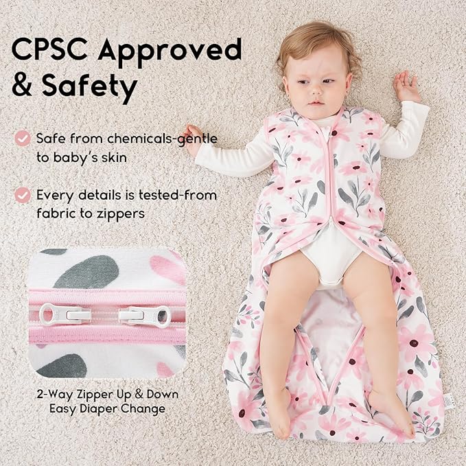 Yoofoss Baby Sleep Sack 0-6 Months 0.5 Tog Wearable Blanket for Baby, 3 Pack 100% Organic Cotton Infant Toddler Sleeping Sack 2-Way Zipper Lightweight Sleep Sack
