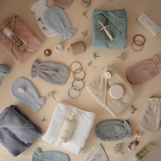 mushie Baby Hooded Towel | Organic Cotton (Pearl)