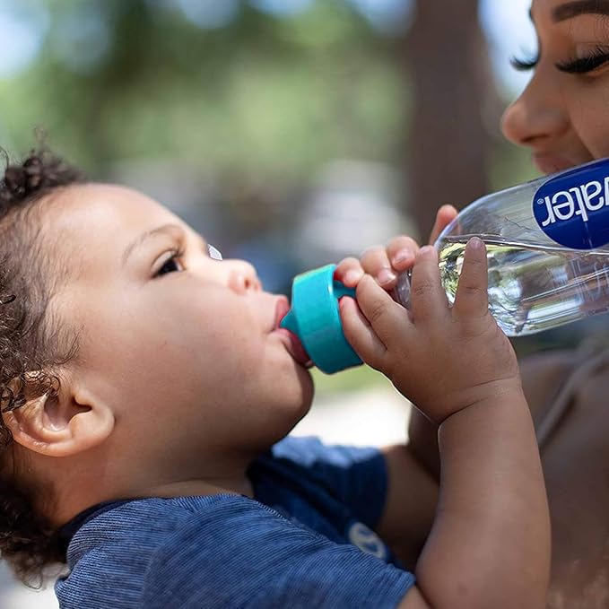 Refresh-a-Baby Reusable Bottle Top Spout Adapter – Reusable, Easily Convert Any Bottle into a Spill-Proof Sippy – Perfect for Travel & Everyday Use, BPA-Free, Dishwasher Safe - Pack of 2 (Baby Blue)
