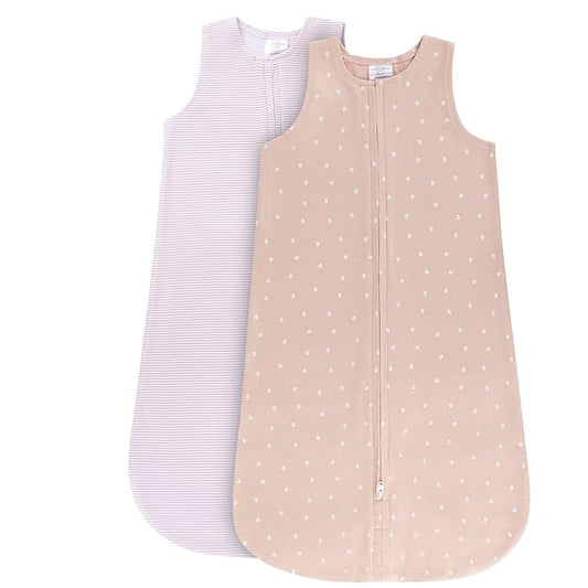 Ely's & Co. 100% Cotton Wearable Blanket Baby Sleep Bag 2 Pack (12-18 Months, Blush)