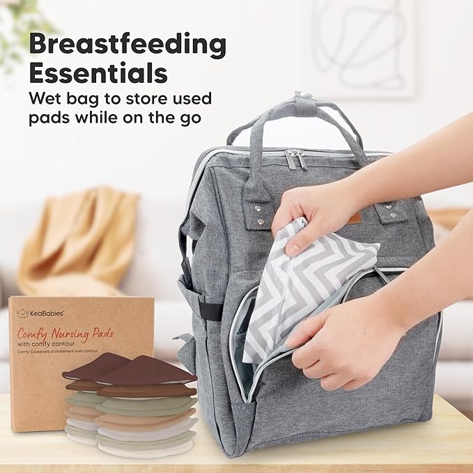 Organic Nursing Pads - 14 Washable Viscose Derived from Bamboo Breastfeeding Pads, Wash Bag, Reusable Breast Pads for Breastfeeding, Nipple Pads for Breastfeeding Essentials (Sable, L 4.8")