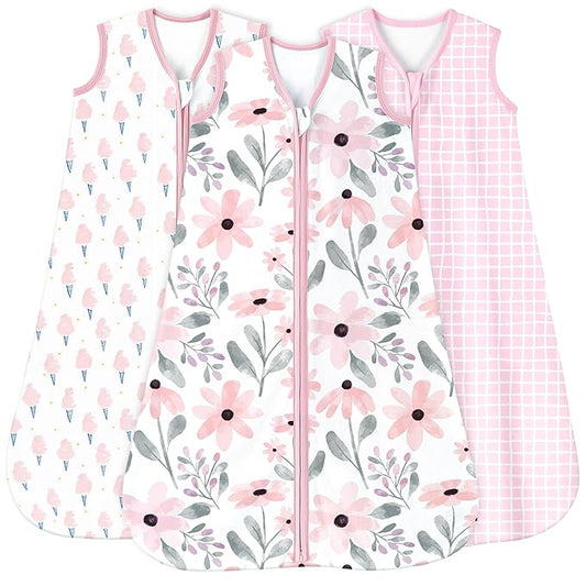 Yoofoss Baby Sleep Sack 18-24 Months 0.5 Tog Wearable Blanket for Baby, 3 Pack 100% Organic Cotton Infant Toddler Sleeping Sack 2-Way Zipper Lightweight Sleep Sack