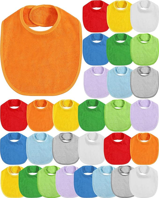 JaGely 30 Pack Baby Muslin Bandana Bibs Multicolor Solid Unisex Waterproof Feeder Adjustable Newborn Teething and Drooling