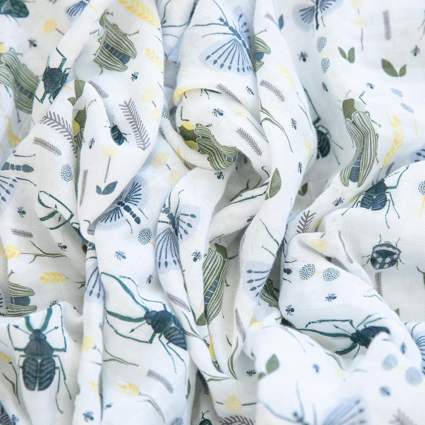 GRACED SOFT LUXURIES Premium Muslin Baby Swaddle Blankets 2 Pack | Large 47 x 47 inch | 100% Cotton Muslin Newborn Infant Swaddle Receiving Blanket Wrap (Busy Bugs | Dotted Grid)