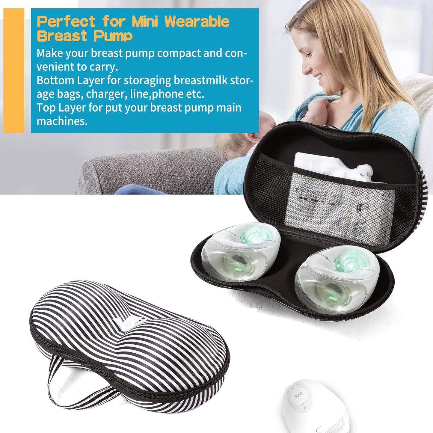 Wearable Breast Pump Bag Case Breast Pump Accessories Compatible with Wireless Breast Pump, for Working Mom Handless Electric Breast Pump and Extra Parts