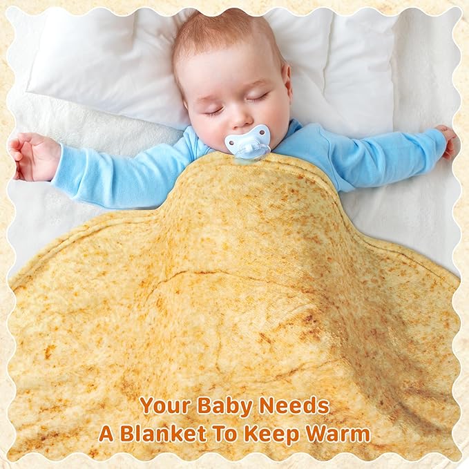 Tortilla Blanket Baby, Tortilla Blanket for Newborn Toddler, 285 GSM Soft Flannel Wearable Wrap Funny Gifts for Baby Shower Boy Girl 0-3 6 9 Months
