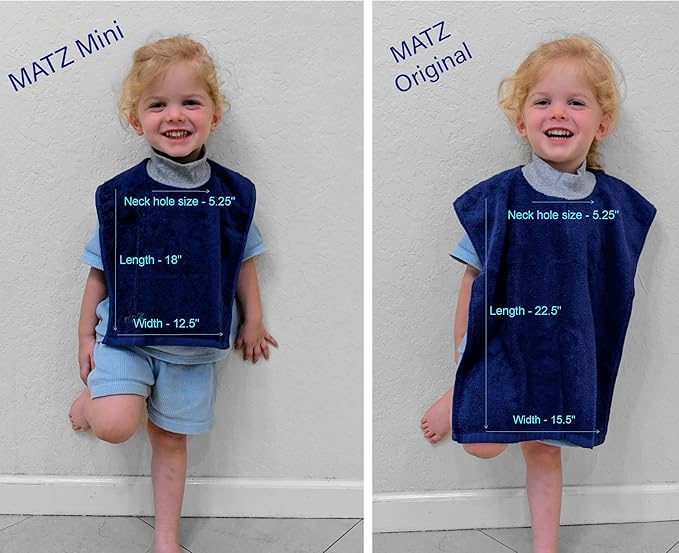 Matz Mini Terry Towel Slip On Baby Bibs | Full Coverage | Ultra Absorbent 100% Cotton | Pullover For Babies And Toddlers | Feeding Drooling And Teething | Unisex Baby Bib With Soft Ribbed Neck