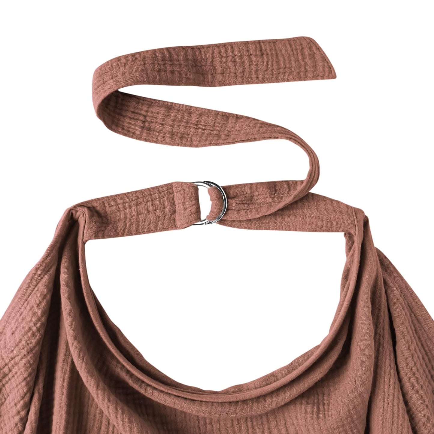 Konssy Muslin Nursing Cover for Baby Breastfeeding, Breathable 100% Cotton Breastfeeding Cover with Rigid Hoop for Mother Nursing Apron, Multi-use Carseat Canopy (Chestnut)
