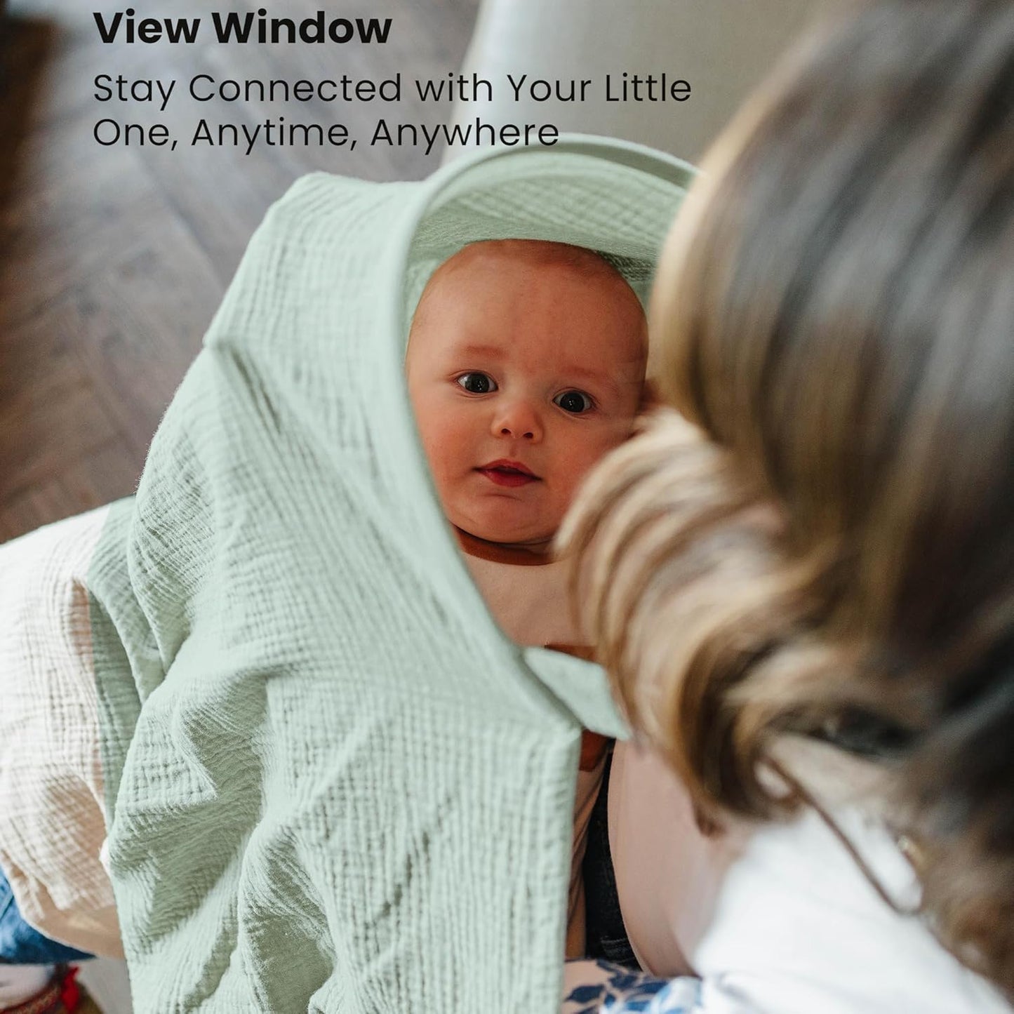 Konssy 2-Pack Muslin Nursing Cover Up for Breastfeeding Moms with Rigid Hoop, 100% Cotton, Lightweight & Breathable Breastfeeding Cover, Adjustable & Comfort