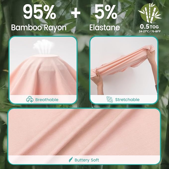 Rayon Made from Bamboo Sleep Sack, 0.5 TOG Wearable Blanket Baby, Lightweight Stretchy Sleep Sack 12-24 Months, Pink