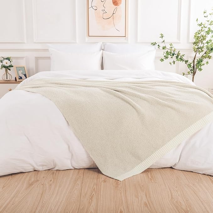 NEXHOME PRO Soft Throw Blankets for Couch, Reversible Warm Blankets Cozy Knit Blanket for Women, Fuzzy Plush Lightweight Throws for Sofa, Bed, Picnic, 50 x 60 inches