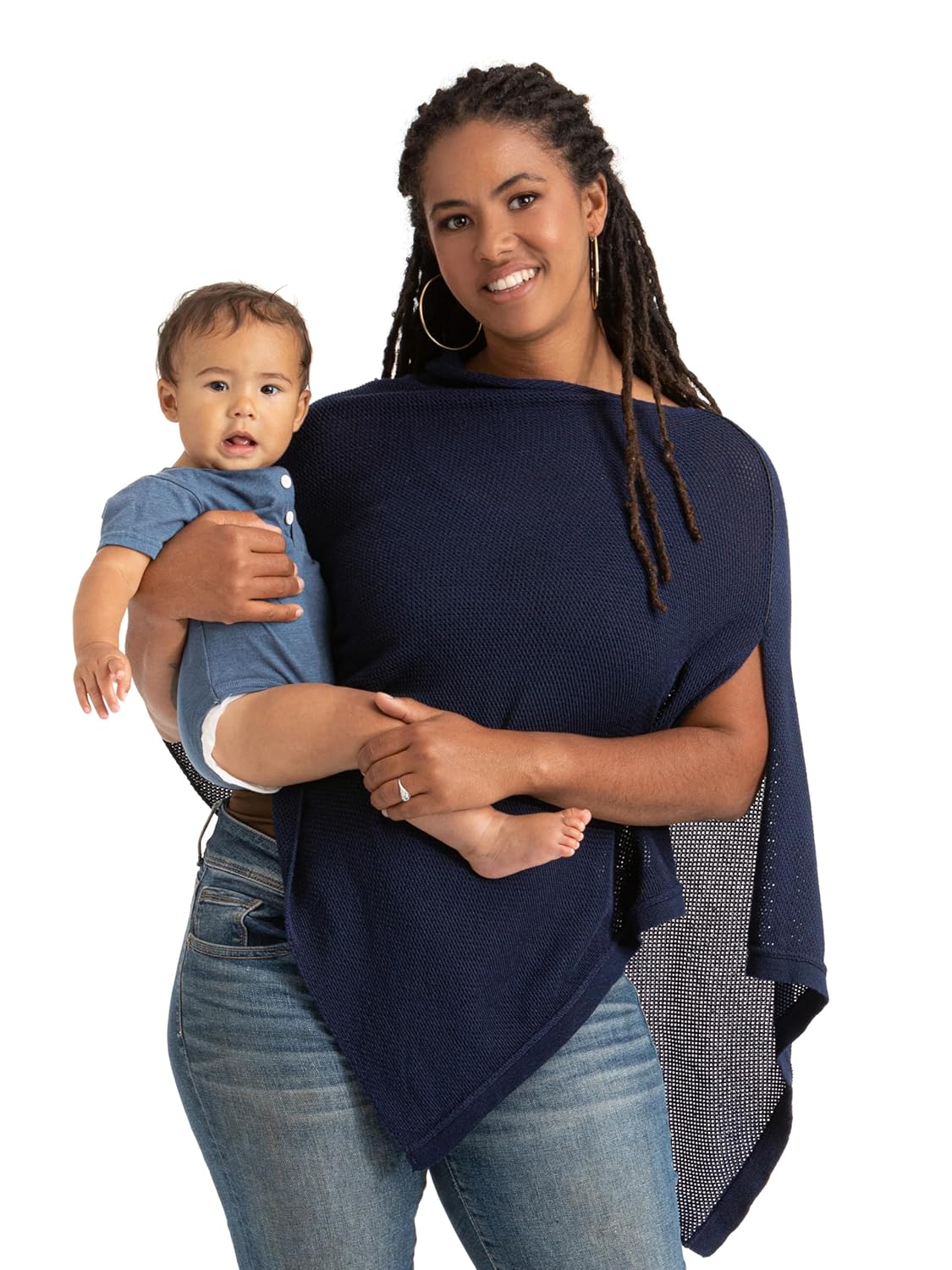 We are Amma | The Cocoon™ - Newborn Essentials Must Haves: Nursing Cover for Breast Feeding Essentials | Nursing Sweater Used as Breastfeeding Cover (Navy, One Size)