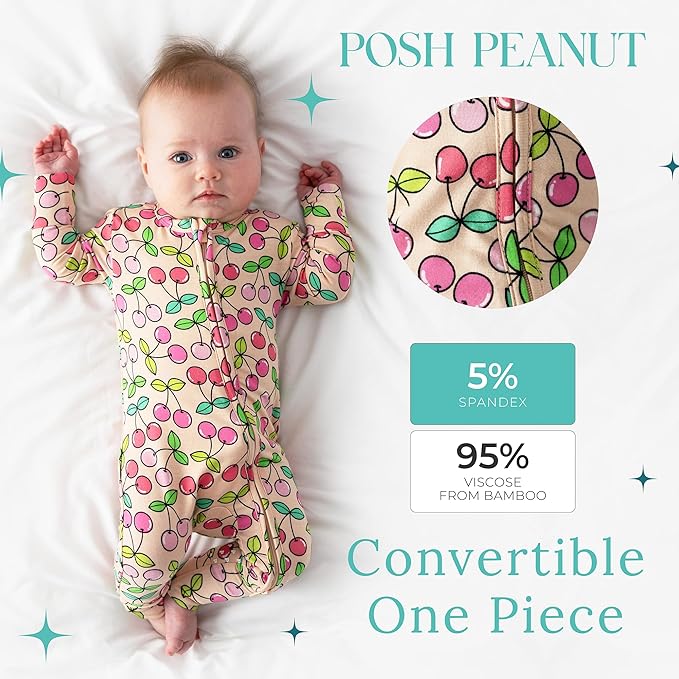 Posh Peanut Convertible Baby Sleepers - Girls Footless Baby Pajamas with 2 Way Zipper for Easy Diaper Changes