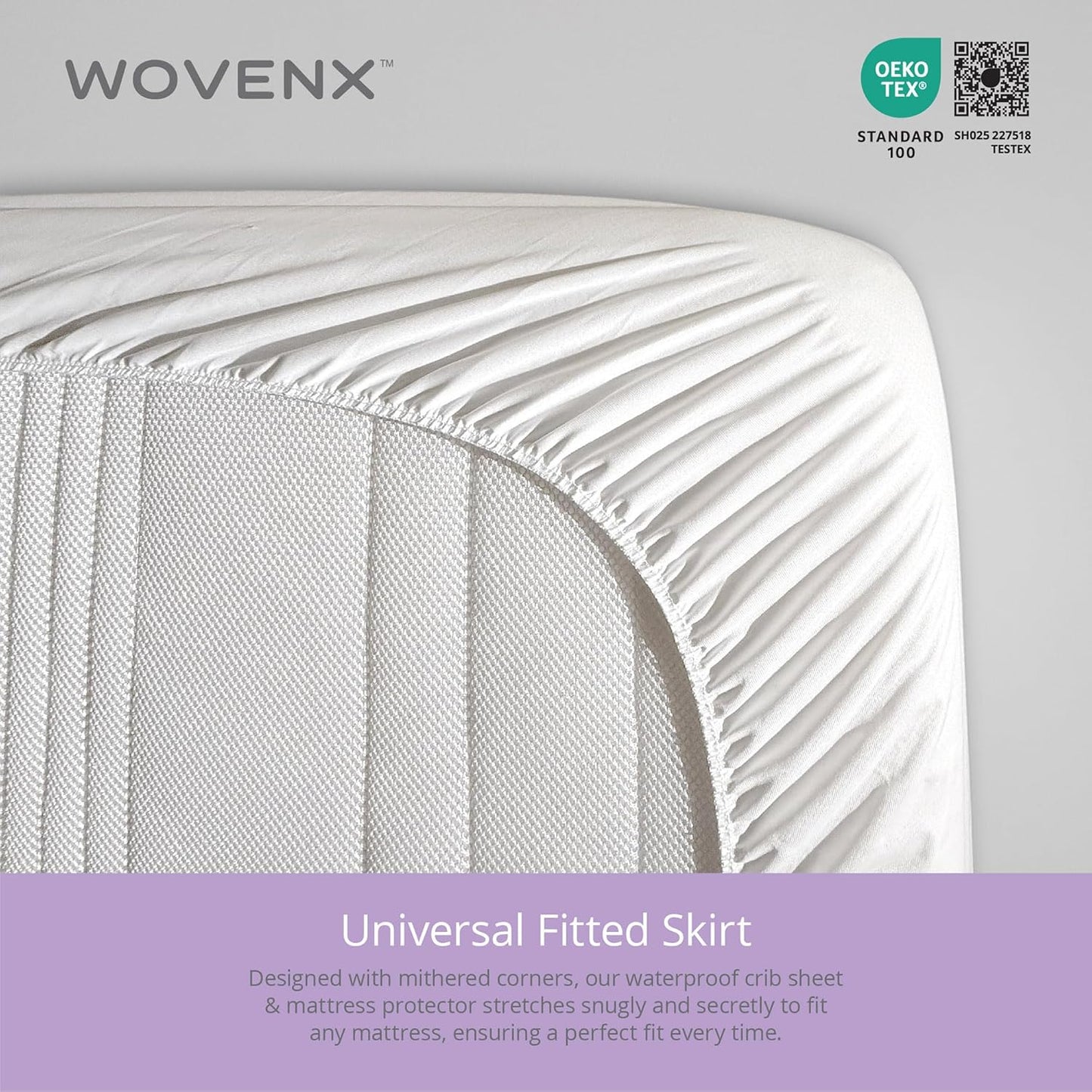 Organic All in One Crib Sheet and Mattress Protector - Waterproof Protectors - Reusable Washable – Fits Cribs – 52”x28”- with 9” Skirt Flower