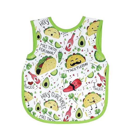BapronBaby Taco Party Bapron - No Neck Tie Safer Bib for Baby & Toddler - Soft Waterproof Stain Resistant - Machine Washable - Sz Preschool 3-5yrs