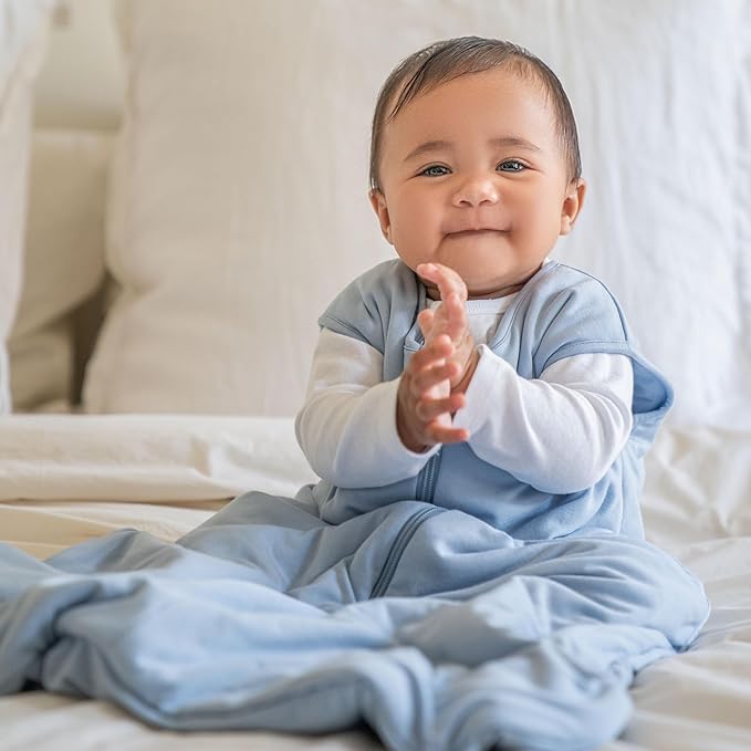 HALO SuperSoft Bamboo Wearable Blanket 1.5 TOG – Buttery Soft, Plush Baby Sleep Sack for Newborns, Infants & Toddlers, Hip-Healthy Design, Machine Washable, 0 – 6 Months, Small, Blue Fog