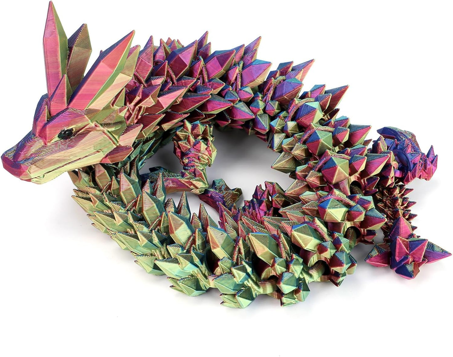 24" 3D Printed Dragon, Articulated Dragon, Crystal Dragon, Dragon Fidget Toy, Home Office Decor Executive Desk Toys ﻿(Blue)