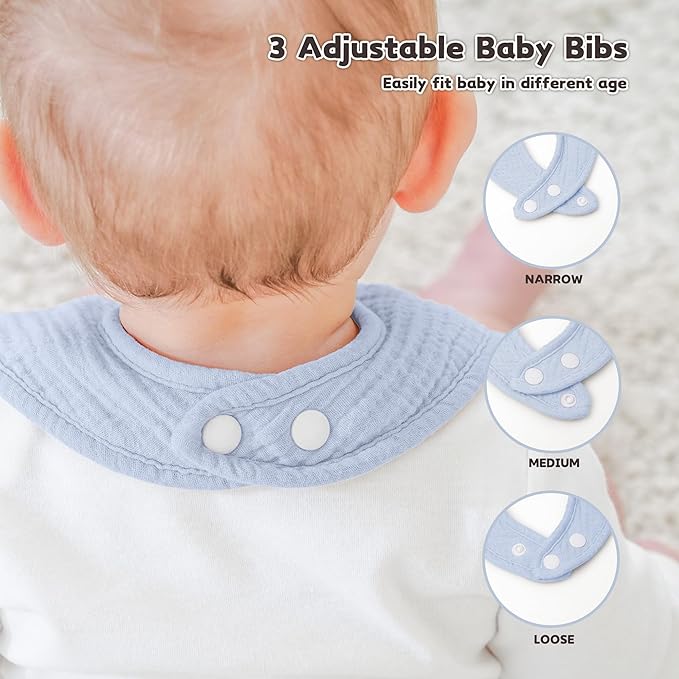 Susurration Muslin Baby Drool Bibs 6Pack Soft Square Adjustable Baby Bandana Bibs for Unisex Girls & Boys