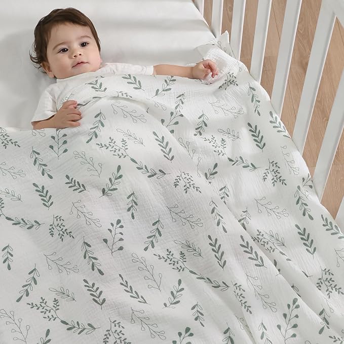 JELLYMONI Muslin Swaddle Blankets for Unisex, 2 Pack Newborn Receiving Blanket, Large 47 x 47 inches Soft Breathable Muslin Baby Blanket for Newborn Boys & Girl