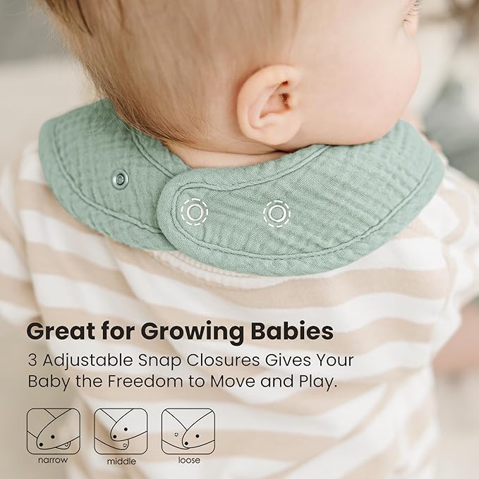 Konssy 10-Pack Muslin Baby Bibs, Soft Cotton Bandana Bibs for Drooling & Teething, Unisex Solid Colors for Boys & Girls, Newborn & Infant