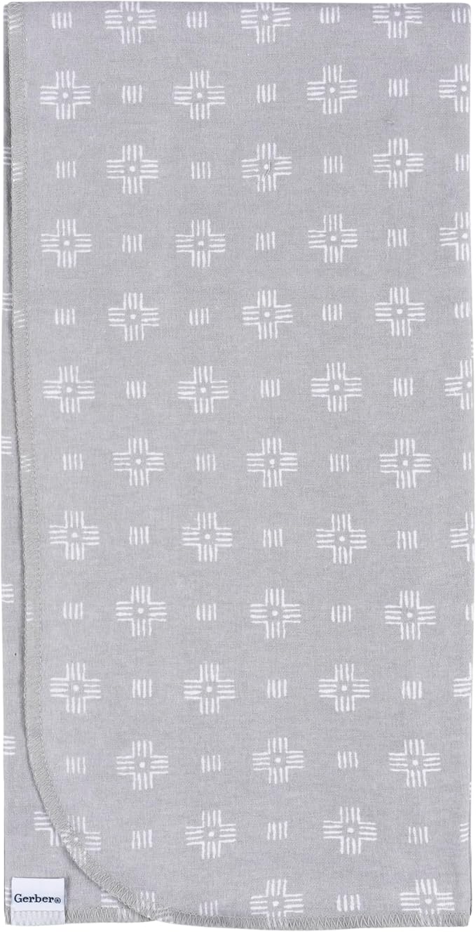 Gerber Unisex Baby 100% Cotton Flannel Receiving Blankets 30x30 Inches (Pack of 4), Animals + Geos Neutral, One Size