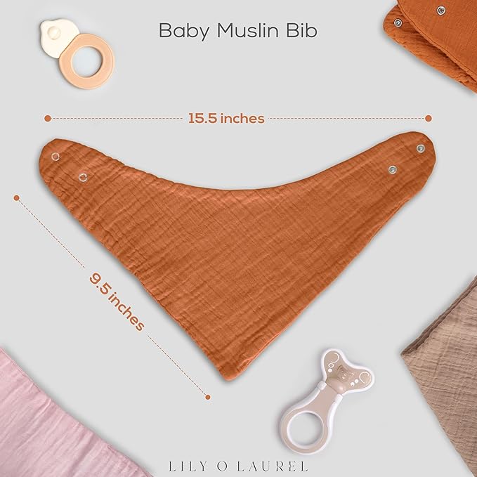 Muslin Baby bibs for drooling and teething, 100% cotton, Bibs for baby girl, Muslin bibs for boys (8 Pack)